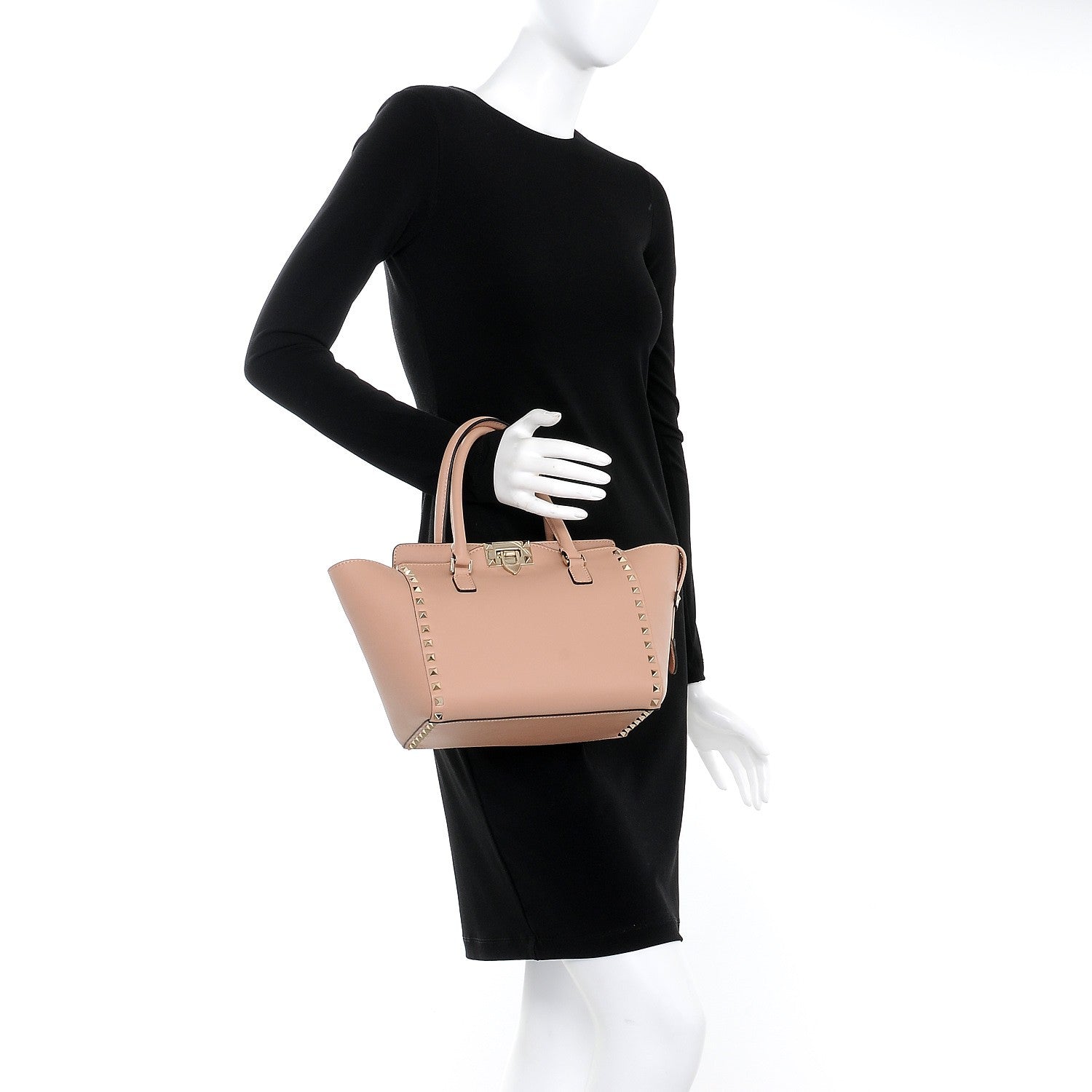Valentino Garavani Vitello Small Rockstud Double Handle Tote Soft Noisette 2 of 6