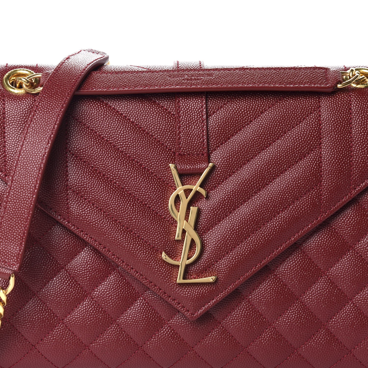 Saint Laurent Grain De Poudre Textured Mixed Matelasse Triquilt Medium Monogram Satchel Oxblood 10 of 10