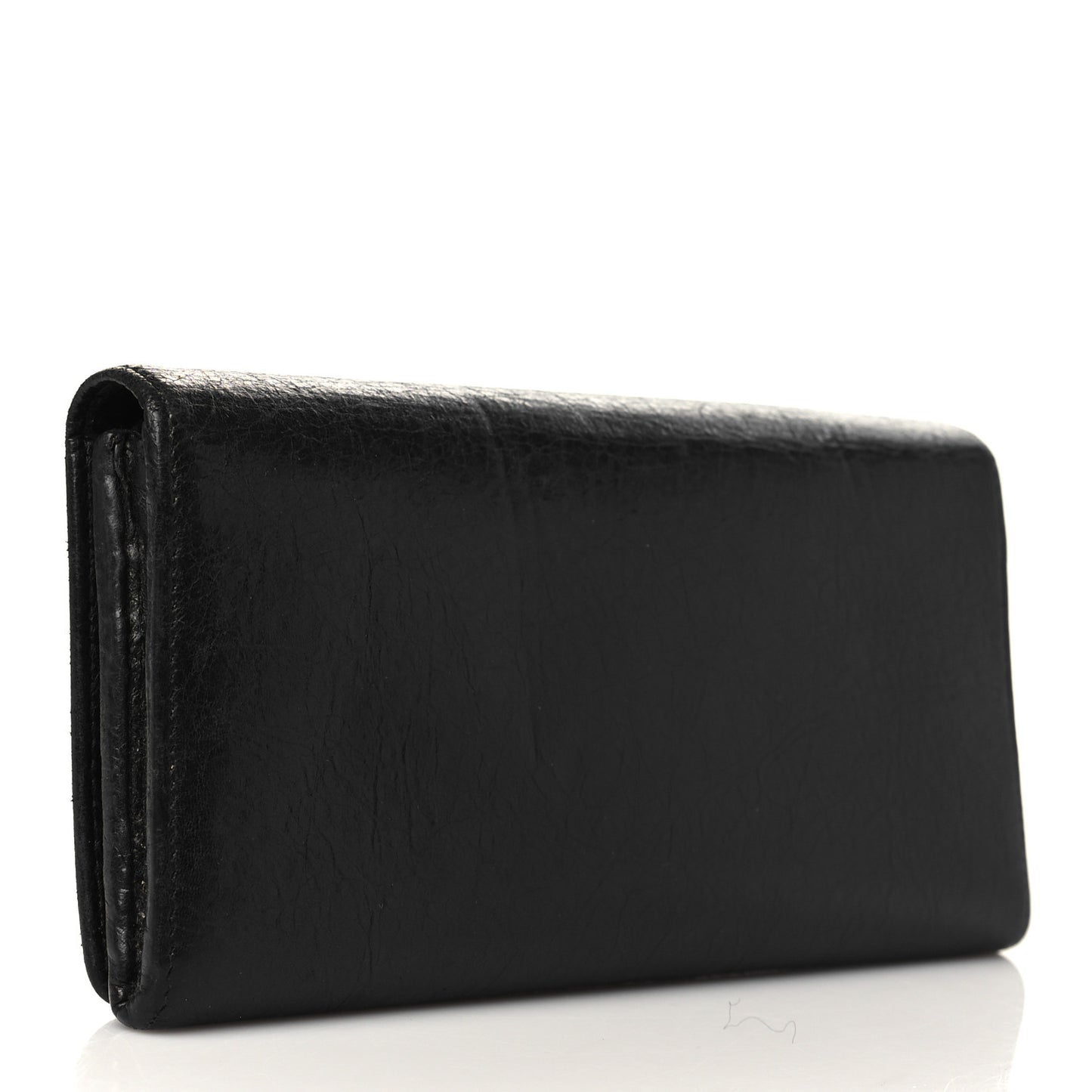 Agneau Giant 12 Gold Hardware Money Wallet Black