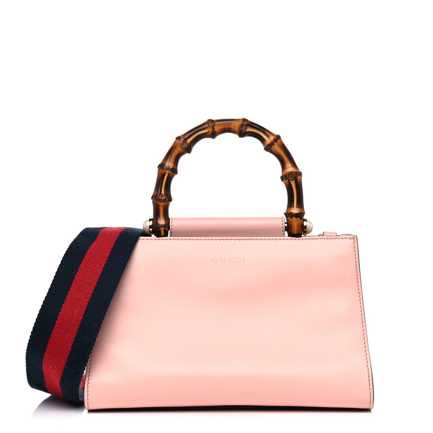 Nappa Bamboo Web Mini Nymphaea Top Handle Bag Perfect Pink Mystic White