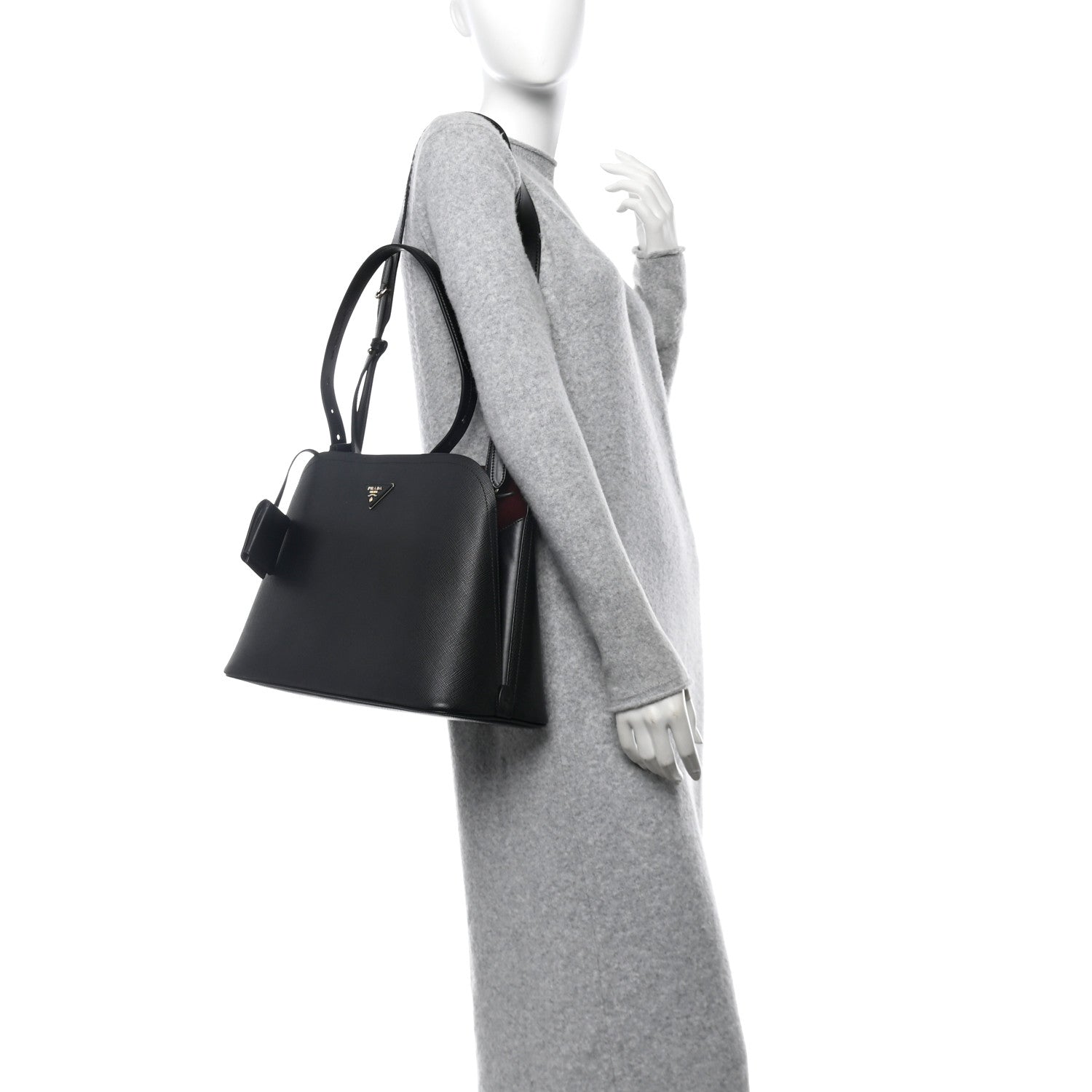 Prada Saffiano Cuir Matinee Tote Black Cherry 2 of 11