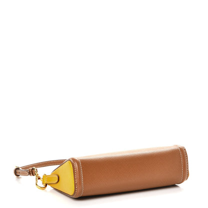 Prada Saffiano Colour Bi-Color Pochette Caramel Mimosa 4 of 10