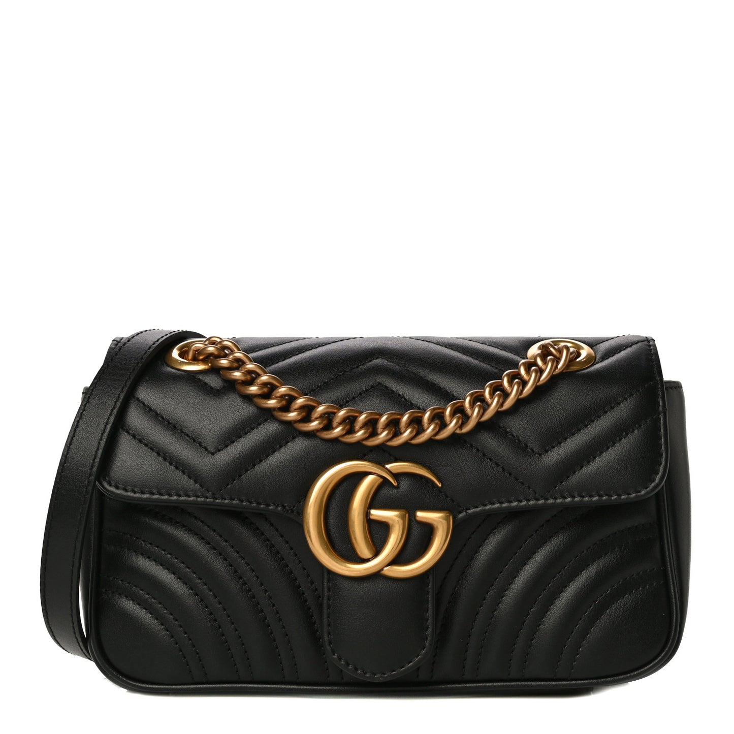 Calfskin Matelasse Mini GG Marmont Shoulder Bag Black