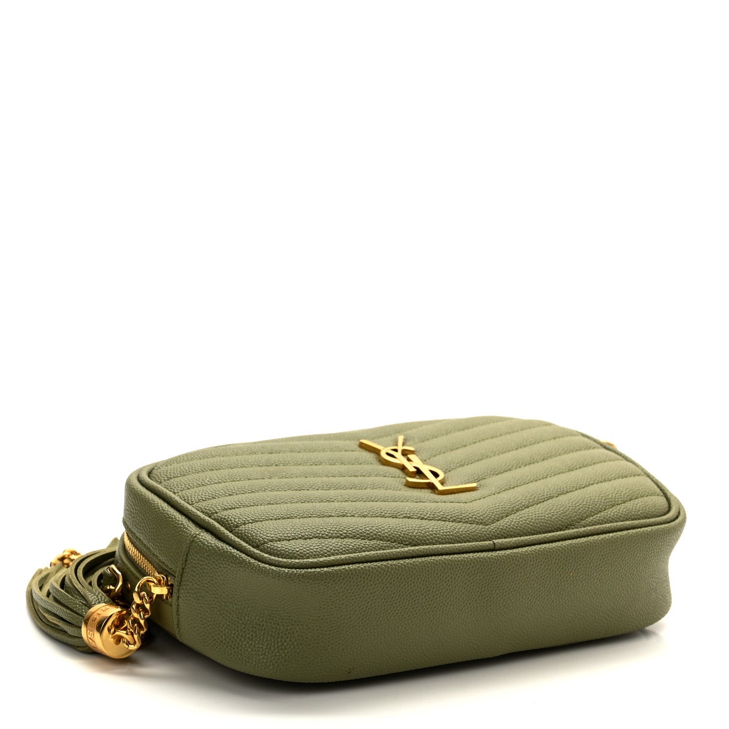 Saint Laurent Grain De Poudre Matelasse Monogram Mini Lou Camera Bag Light Sage 4 of 11