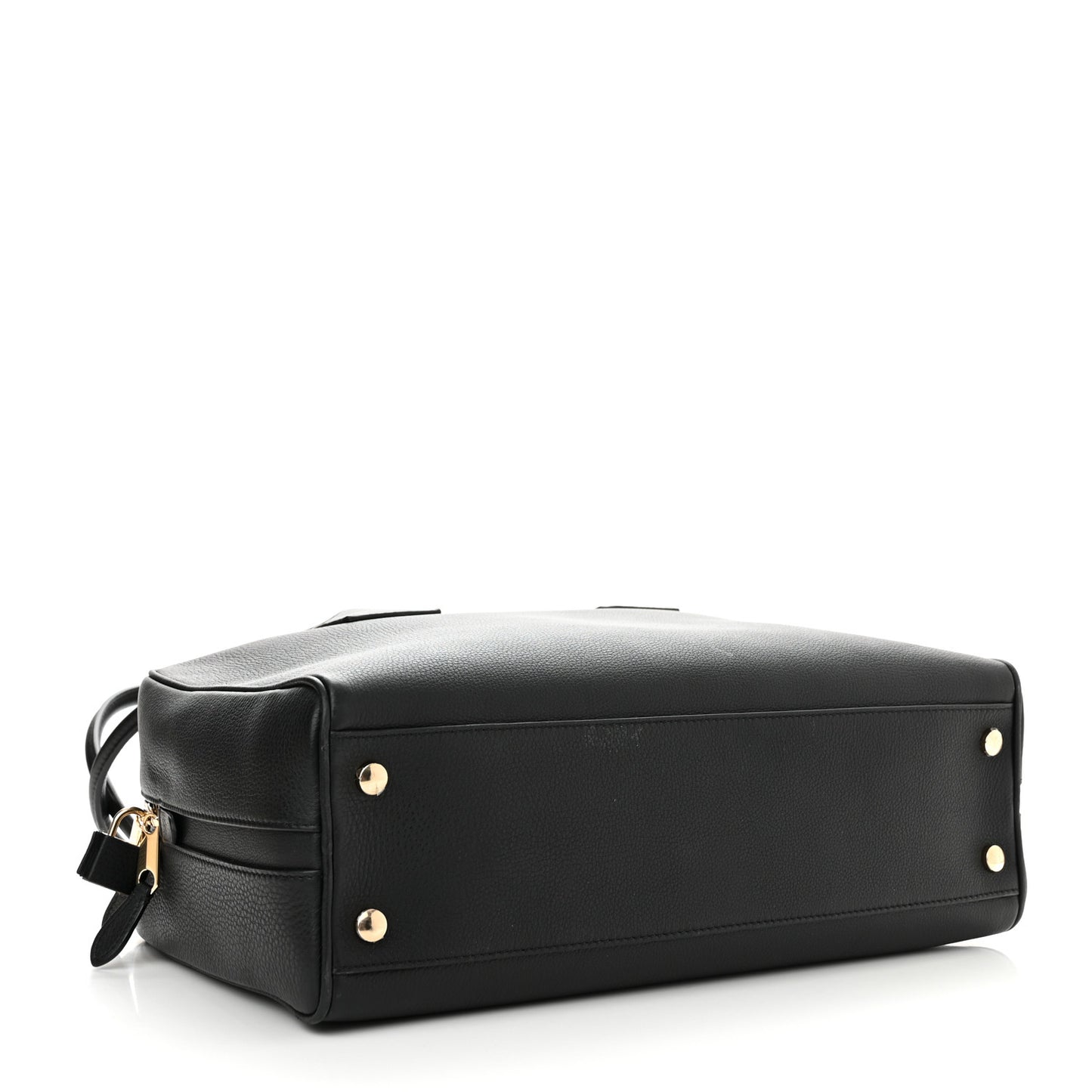 Grained Calfskin Large Half Cube Bowling Bag Black