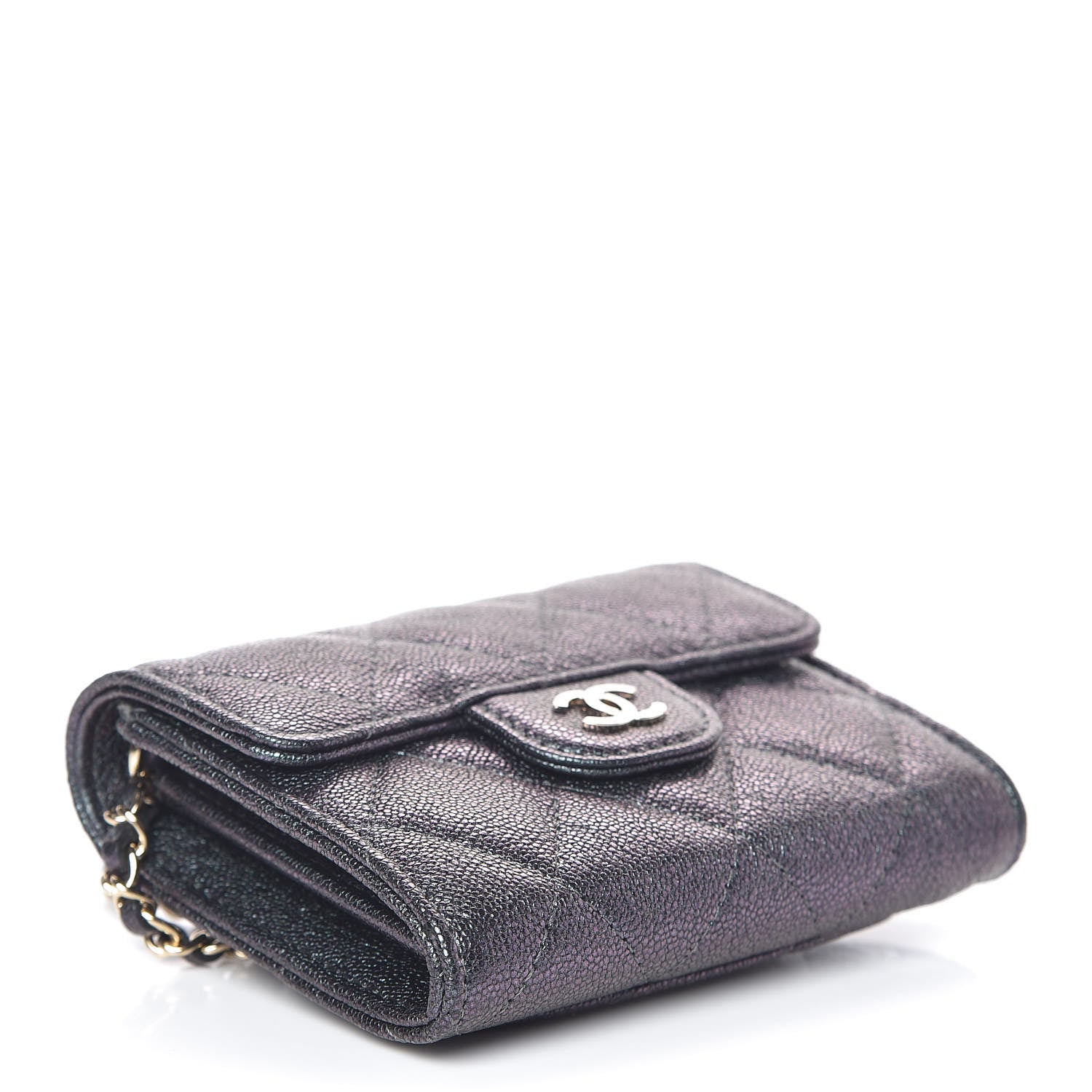 Chanel Iridescent Caviar Quilted Flap Card Holder On Chain Black 4 of 12