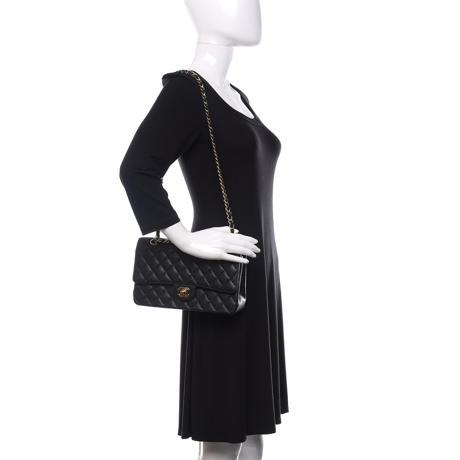 Chanel Caviar Quilted Medium Double Flap Black 2 of 12