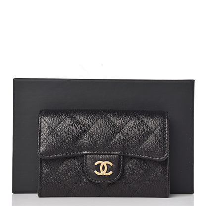 Chanel Logo Calfskin Embossed Quilted Flap Card Holder Black 9 of 9