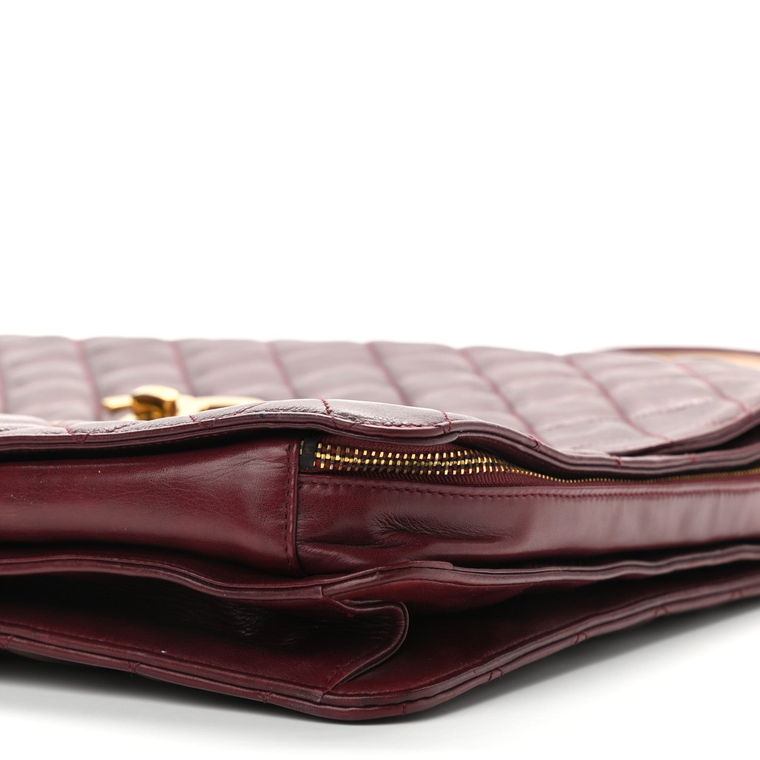 Chanel Lambskin Quilted Briefcase Laptop Bag Burgundy 6 of 15