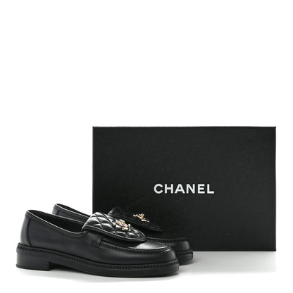 Chanel Lambskin Quilted CC Turnlock Loafers 36 Black 9 of 9