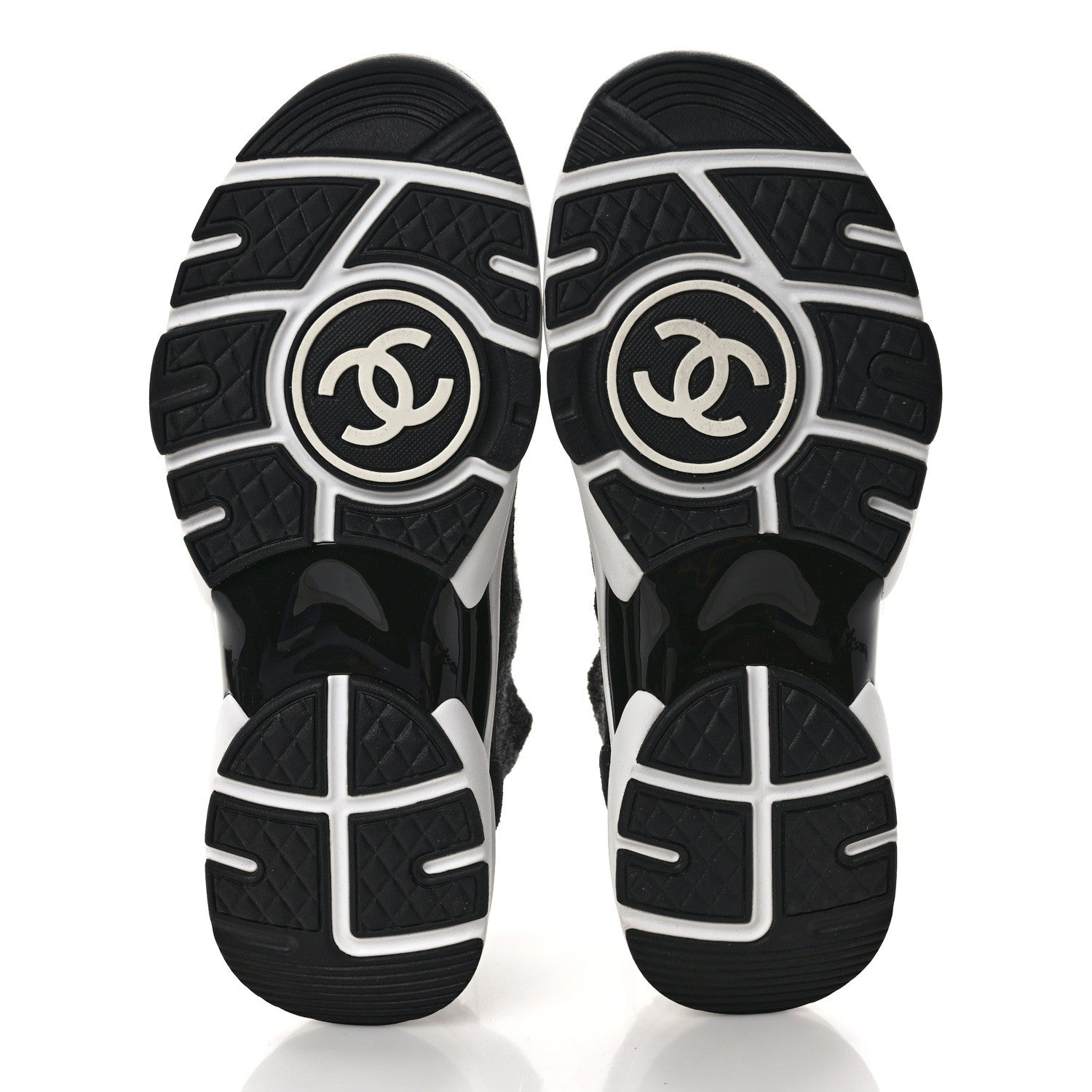 Chanel Fabric Suede Calfskin Womens CC Sneakers 36.5 Black Grey 6 of 7