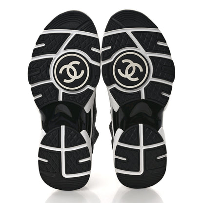 Chanel Fabric Suede Calfskin Womens CC Sneakers 36.5 Black Grey 6 of 7