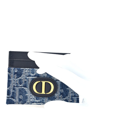 Christian Dior Denim Jacquard Oblique Calfskin 30 Montaigne Freesia Card Holder Blue 2 of 6