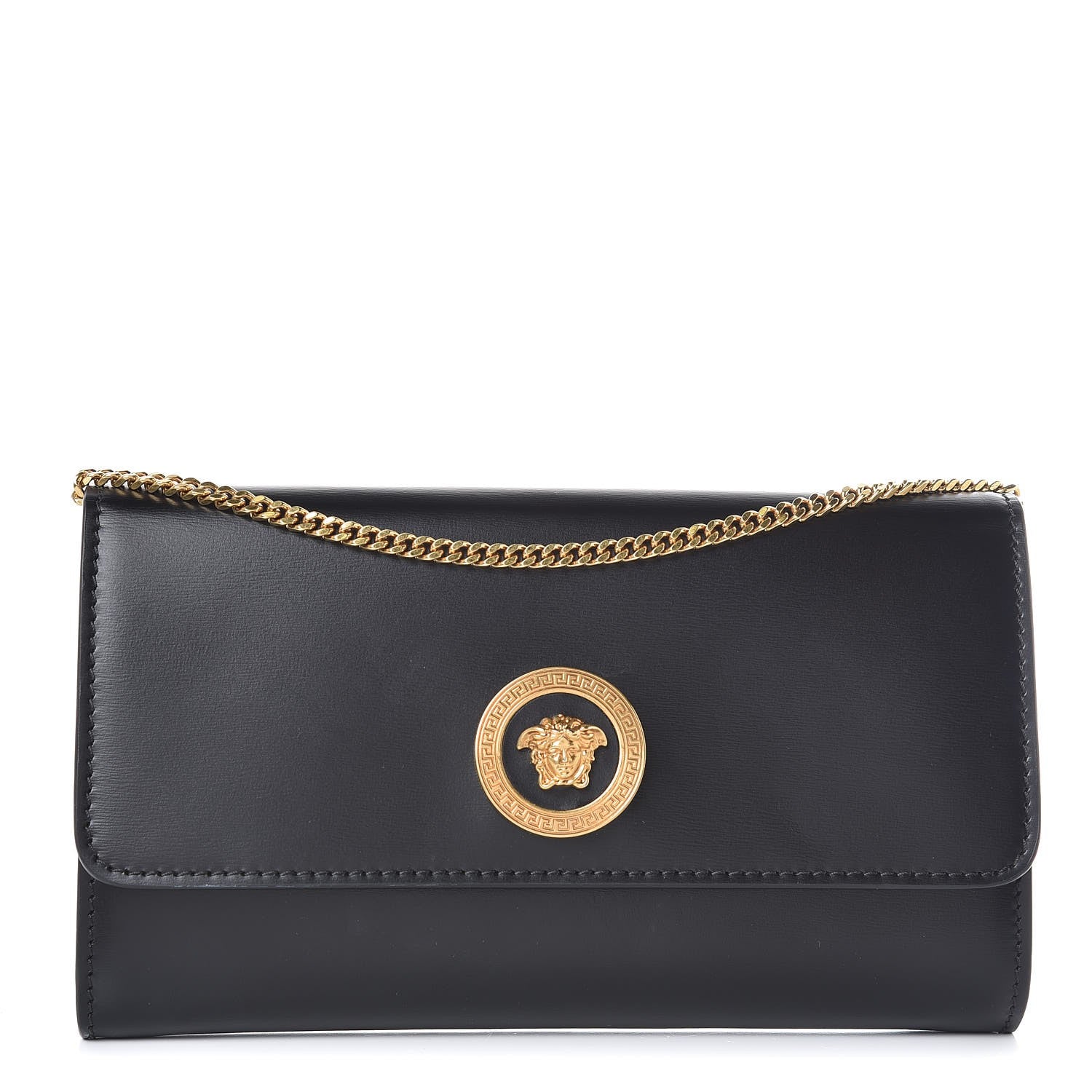 Versace Vitello Tribute Chain Wallet Black 1 of 8