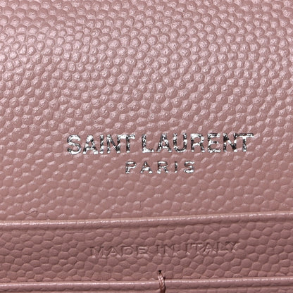 Saint Laurent Grain De Poudre Matelasse Chevron Monogram Chain Wallet Pale Pink 6 of 10