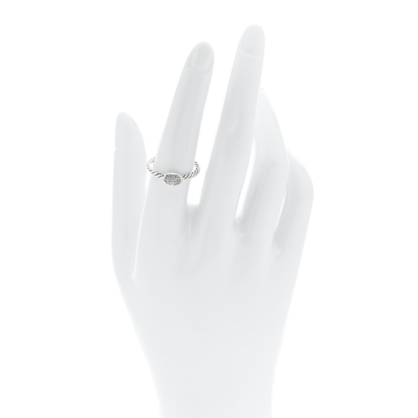 Sterling Silver Diamond Pave Cable Classics Oval Ring 54 7