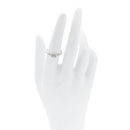 David Yurman Sterling Silver Diamond Pave Cable Classics Oval Ring 54 7 2 of 6