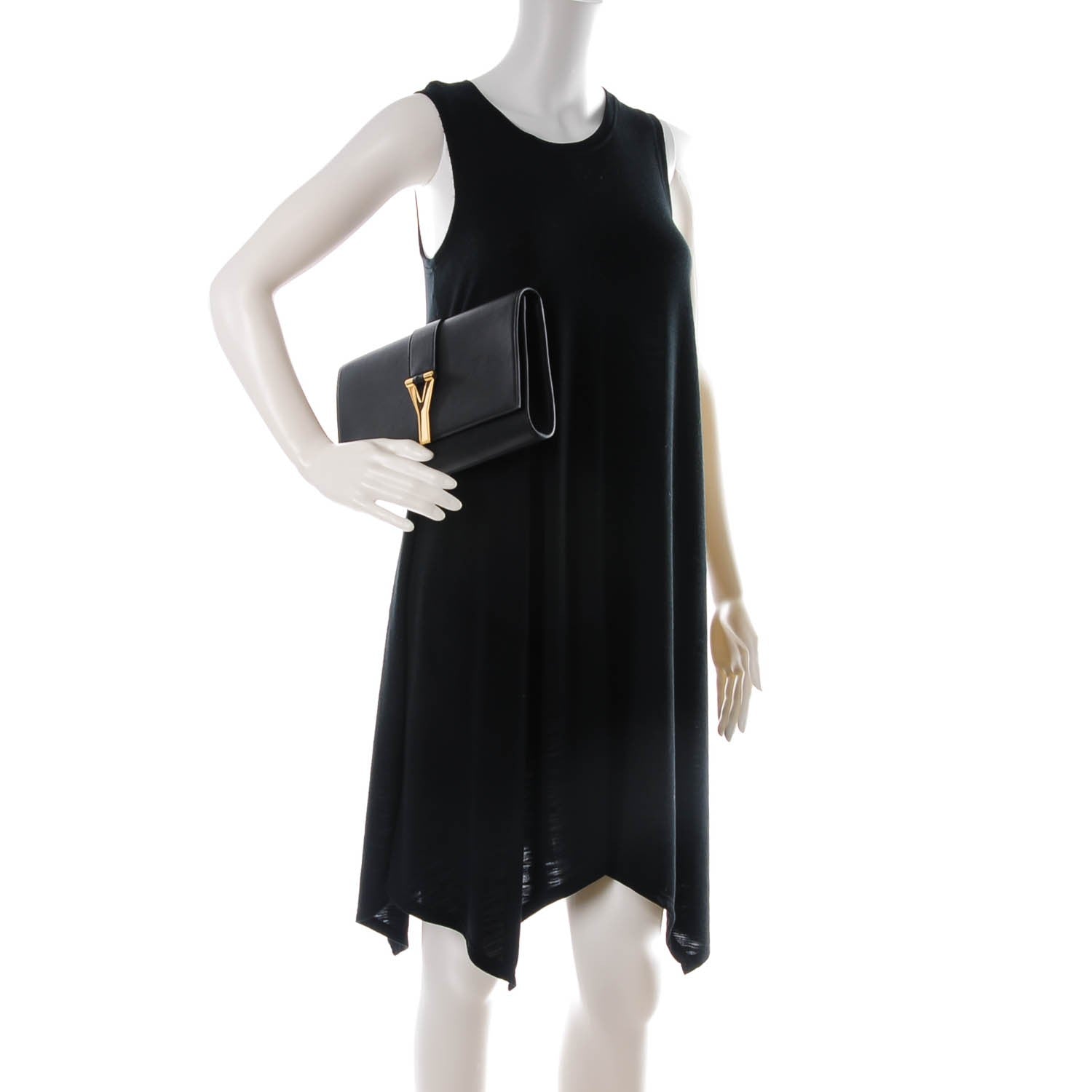 Saint Laurent Textured Calfskin Classic Y Ligne Clutch Black 2 of 7