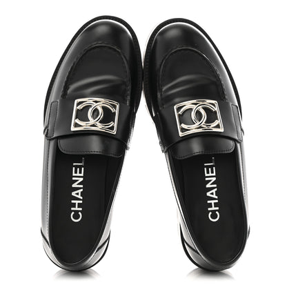 Chanel Calfskin Metal CC Loafers 35 Black 2 of 13
