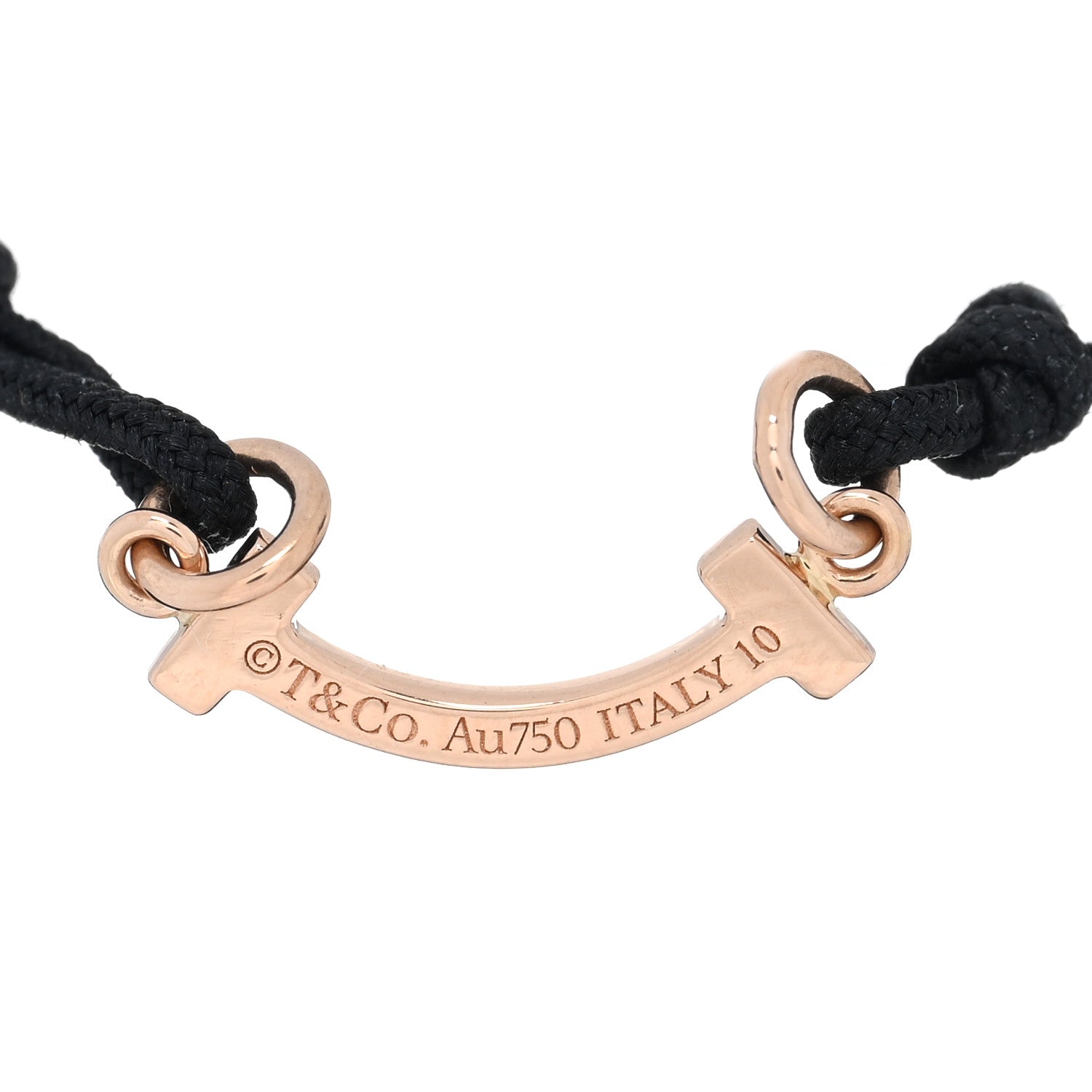 Tiffany 18K Rose Gold Diamond Mini T Smile Cord Bracelet 3 of 4