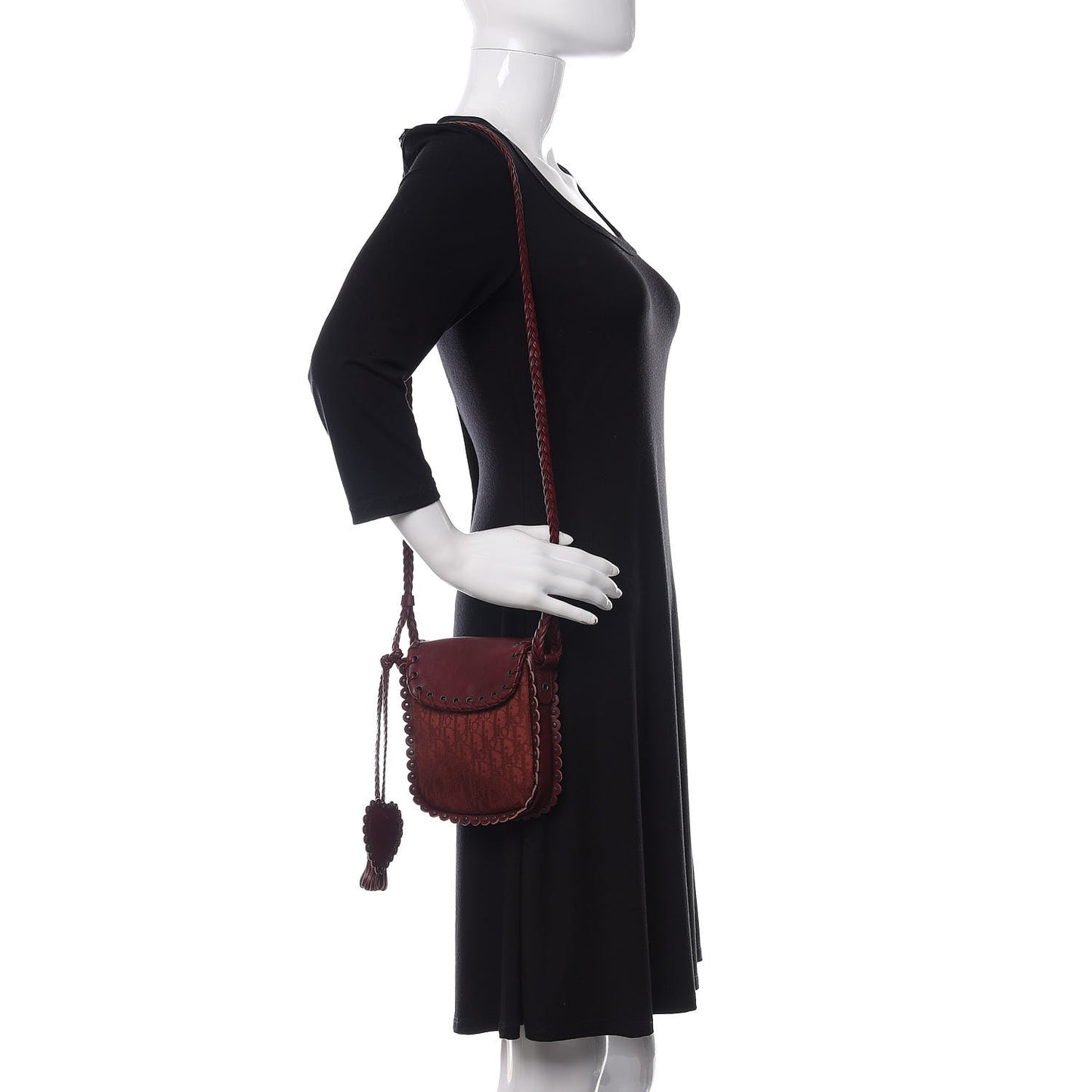 Monogram Braided Crossbody Bag Burgundy