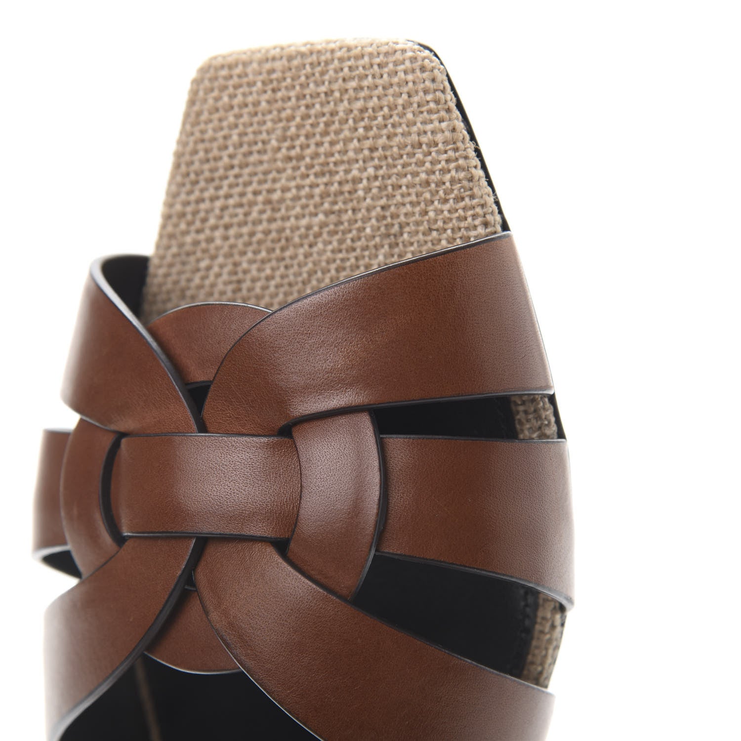 Saint Laurent Calfskin Canvas Tribute 05 Slide Sandals 39 Brown 10 of 11