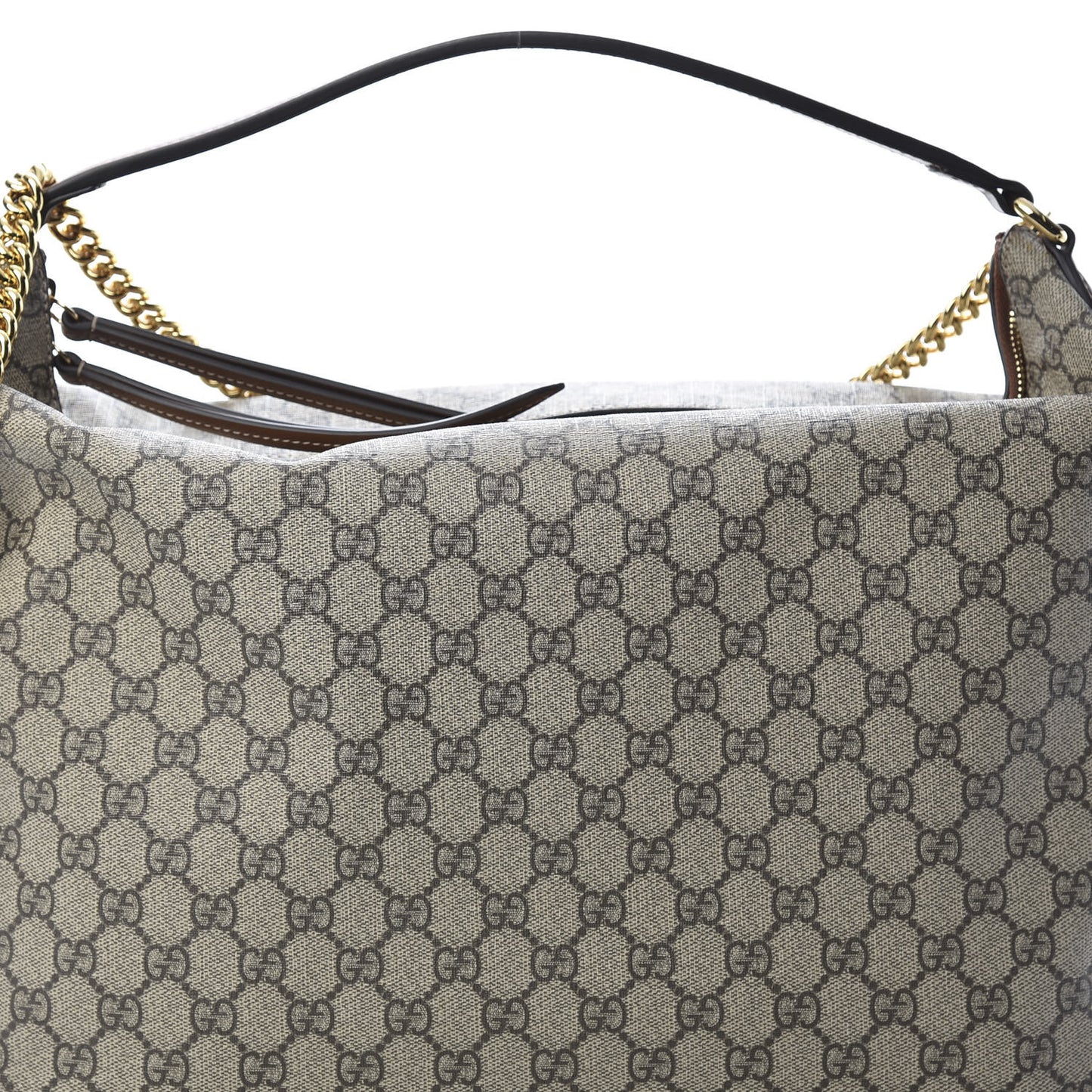 GG Supreme Monogram Large Linea A Hobo Light Brown
