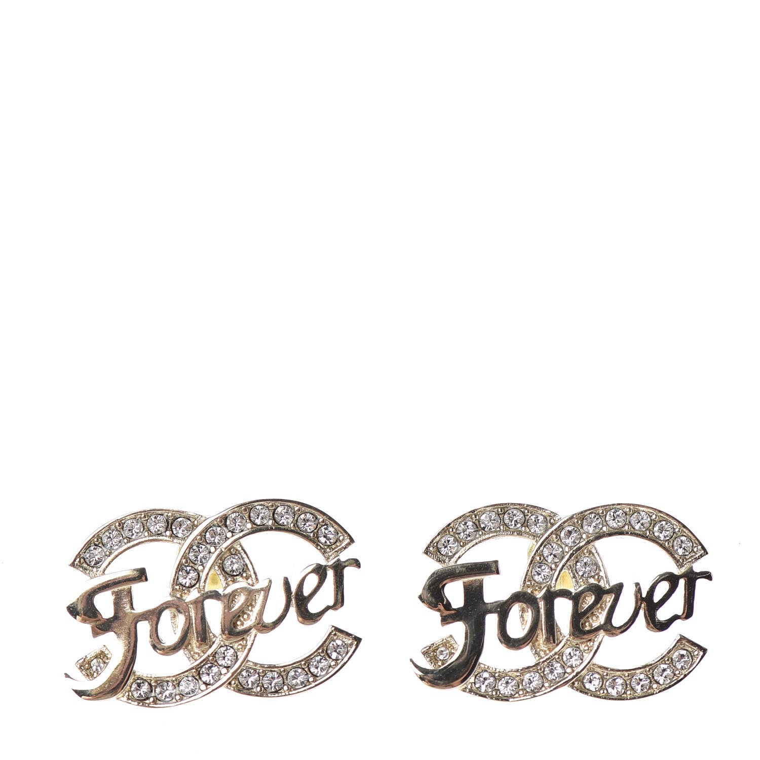 Chanel Crystal CC Forever Earrings Gold 1 of 5