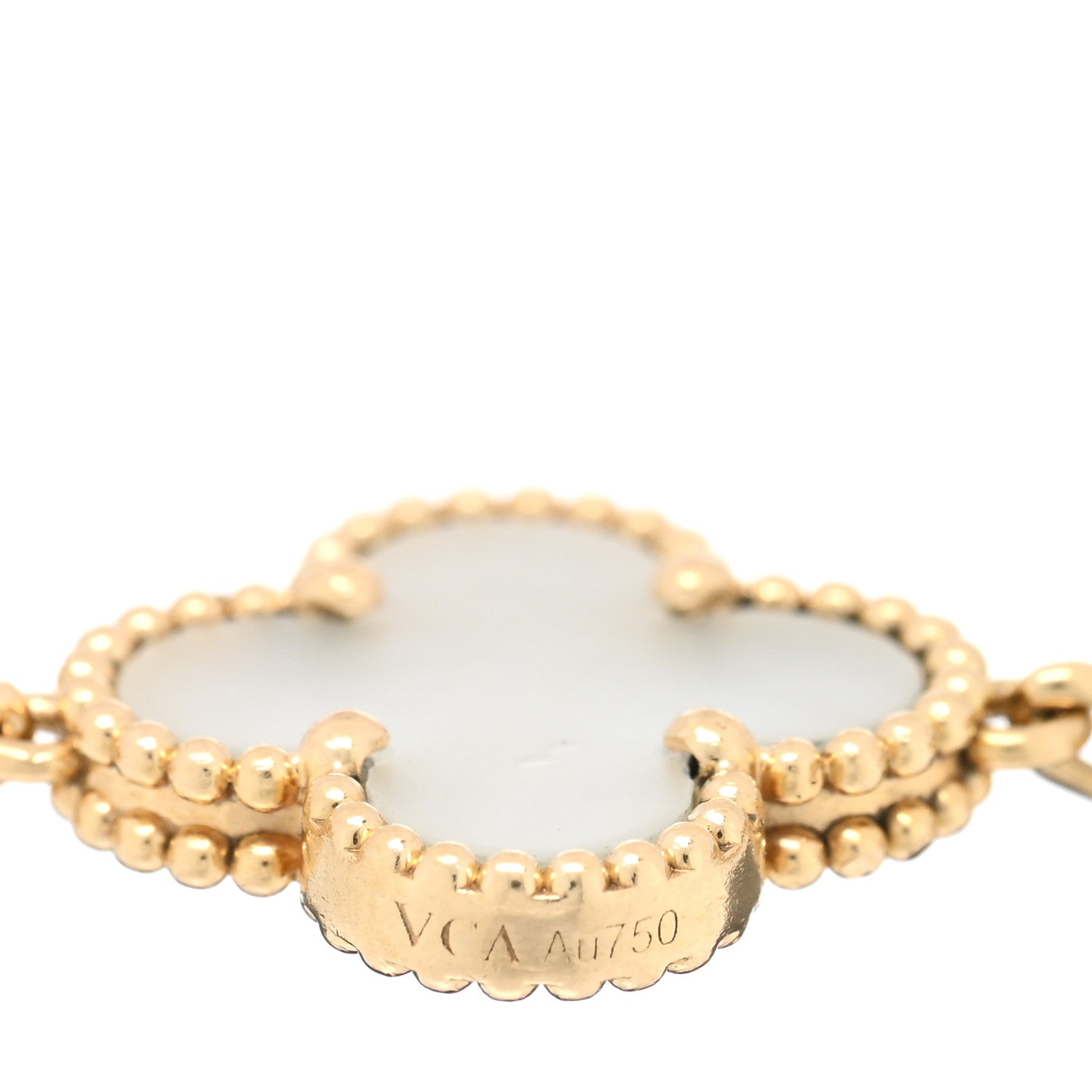 Van Cleef & Arpels 18K Yellow Gold Mother of Pearl 5 Motifs Vintage Alhambra Bracelet 3 of 4