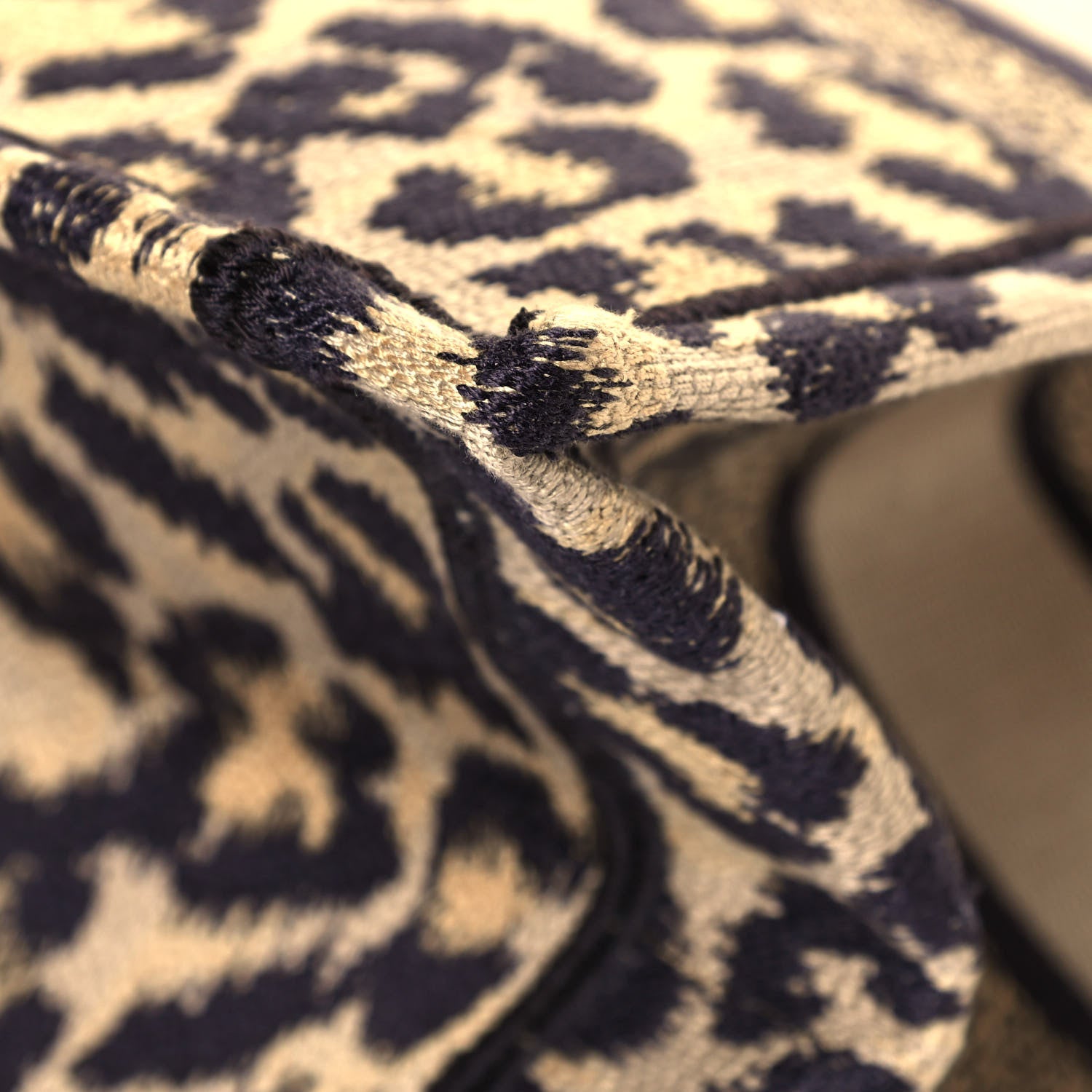 Christian Dior Canvas Mizza Embroidered Medium Leopard Book Tote Beige 12 of 14