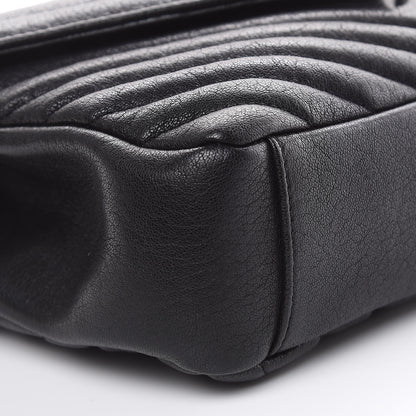 Saint Laurent Sheepskin Matelasse Chevron Monogram Monochrome Medium College Bag Black 6 of 14