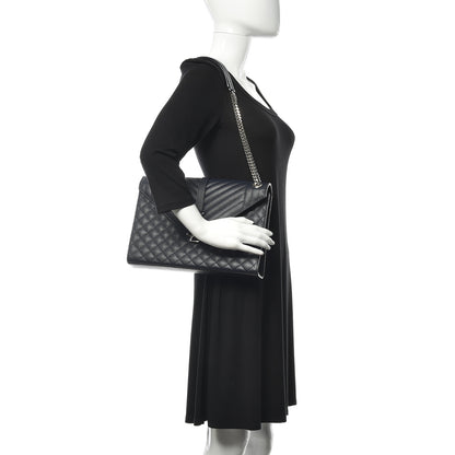 Saint Laurent Grain De Poudre Large Tri-Quilt Monogram Satchel Deep Marine 2 of 9