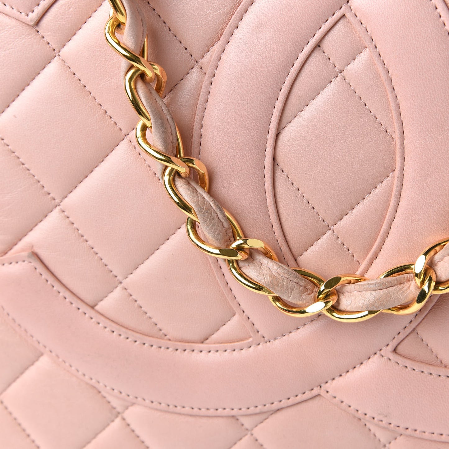 Lambskin Quilted Grand Shopping Tote GST Pink