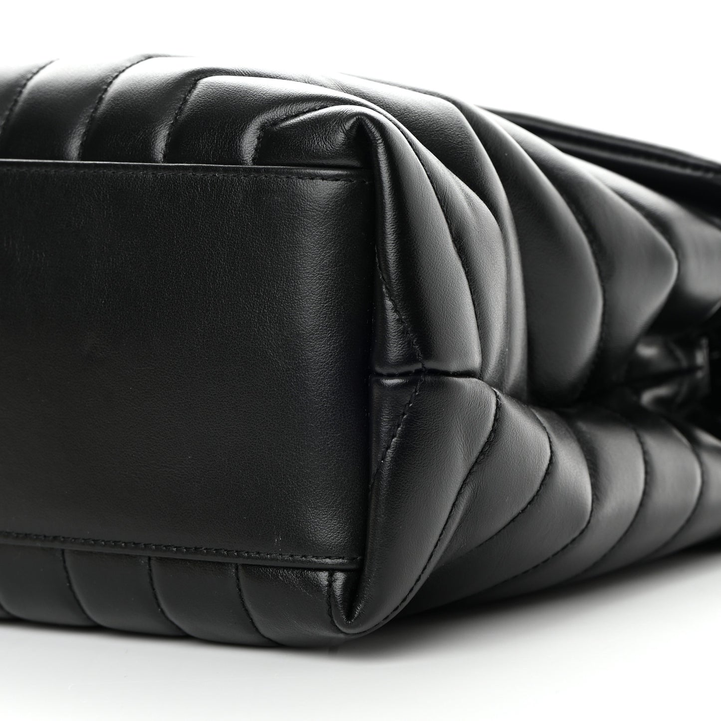 Calfskin Y Quilted Monogram Monochrome Medium Loulou Chain Satchel Black