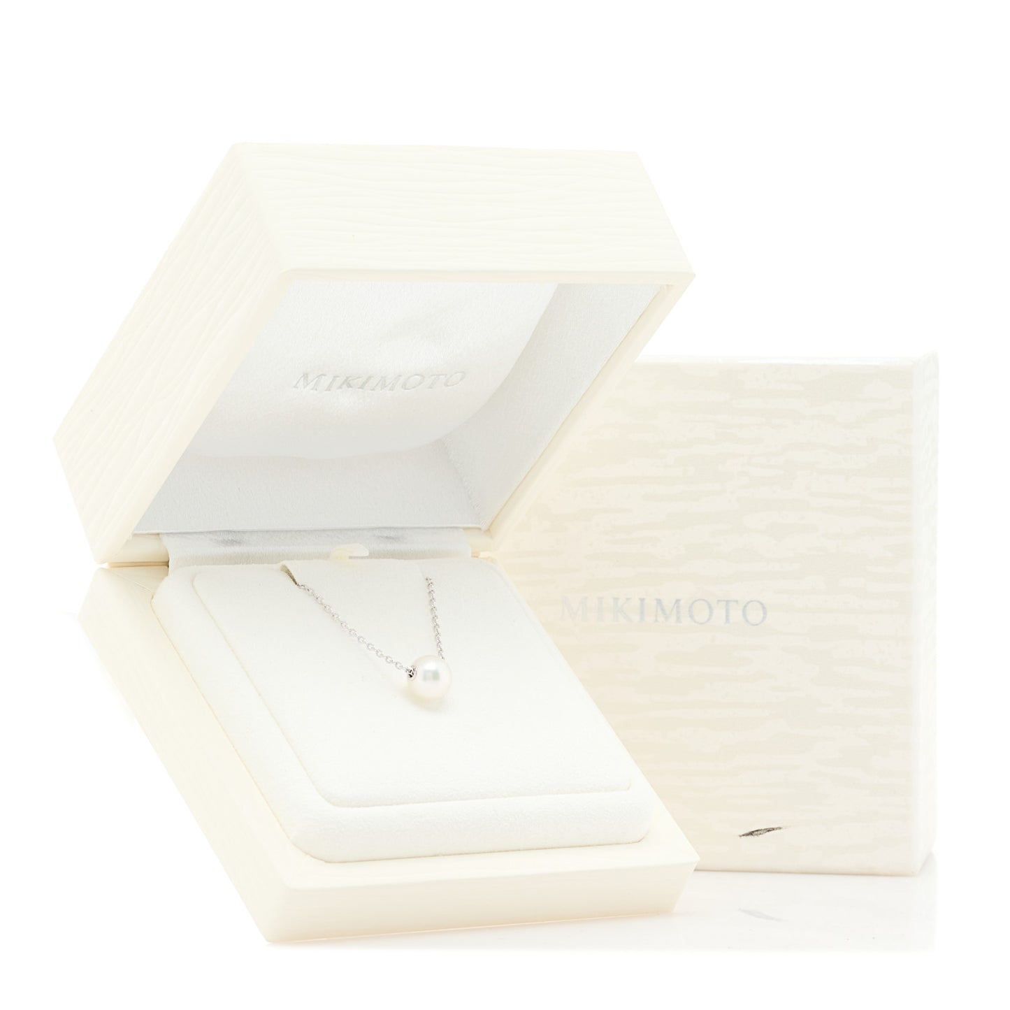 18K White Gold Akoya Pearl 8mm Single Pendant Necklace