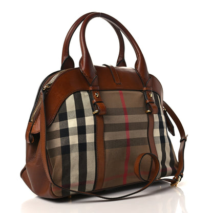 Burberry Calfskin House Check Satchel Tan 2 of 10