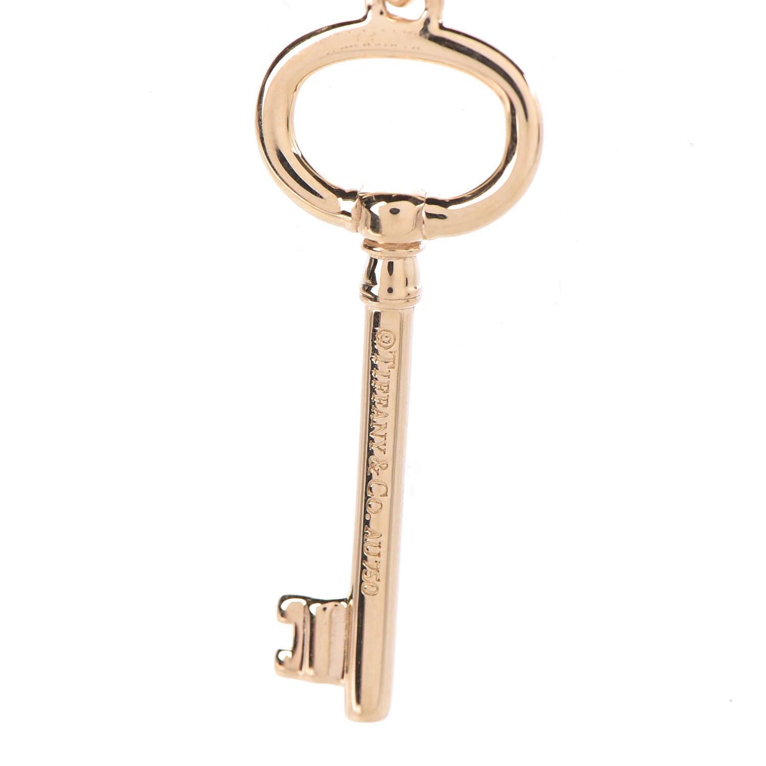 Tiffany 18K Yellow Gold Small Oval Key Pendant Necklace 5 of 7
