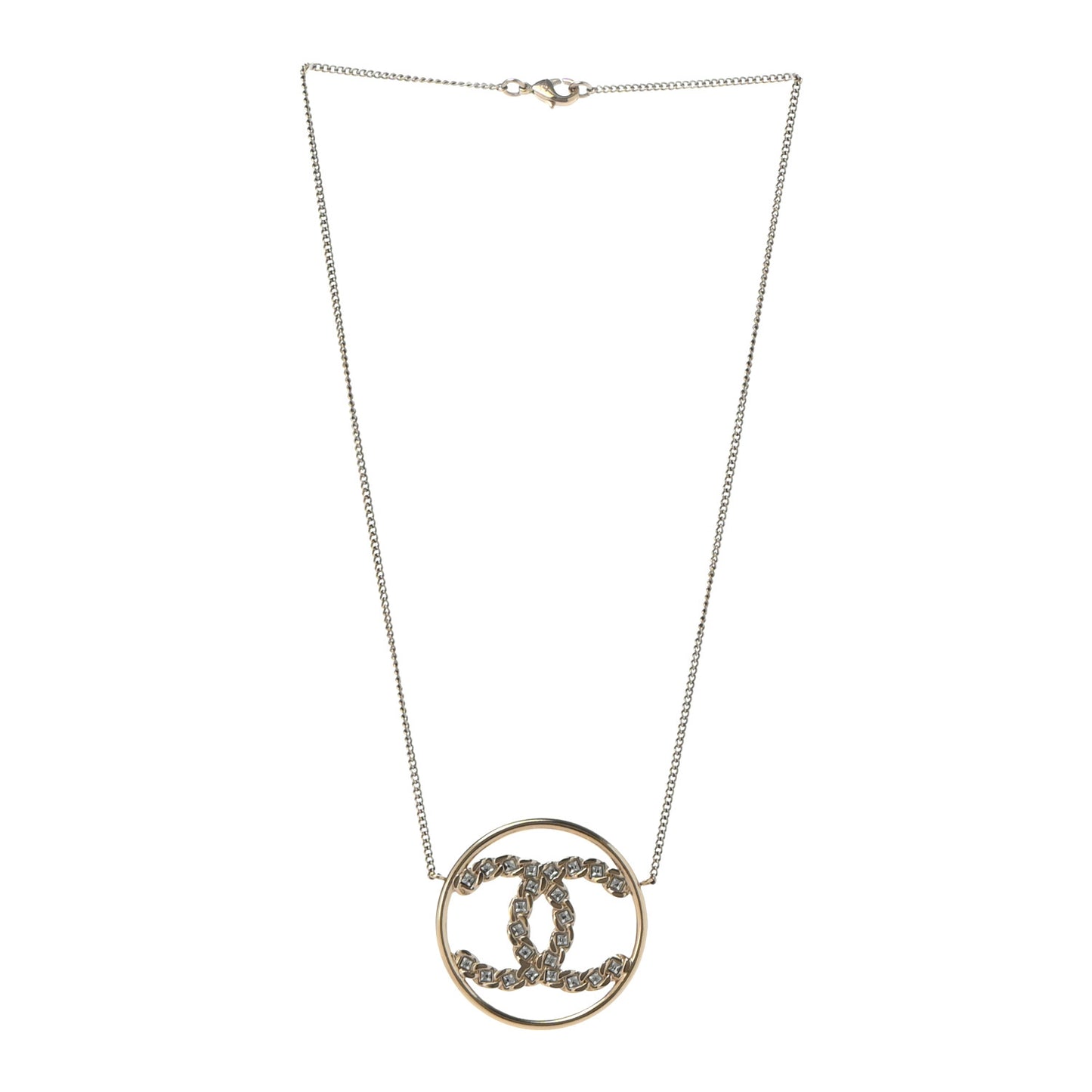 Baguette Crystal High Society CC Pendant Necklace Gold