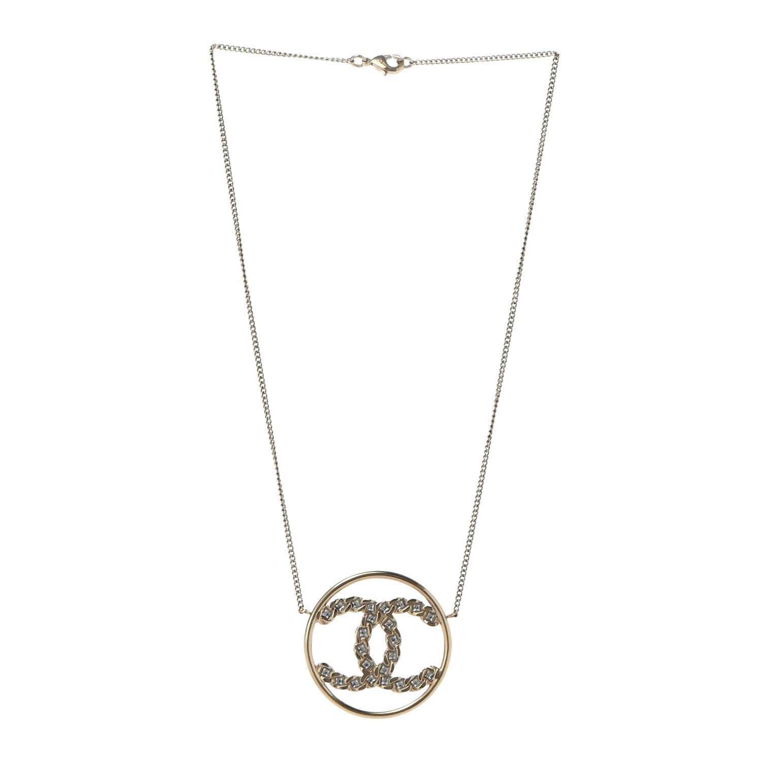 Chanel Baguette Crystal High Society CC Pendant Necklace Gold 4 of 7