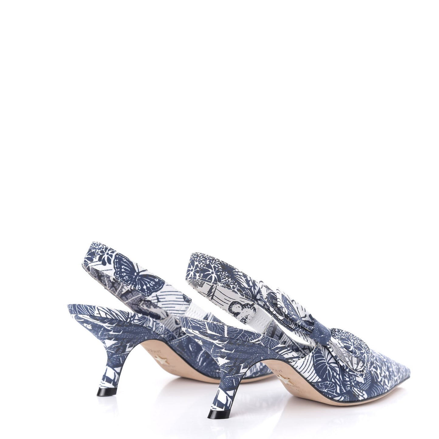 Toile De Jouy Tropicalia Sweet D Slingback Pumps 37 Indigo White