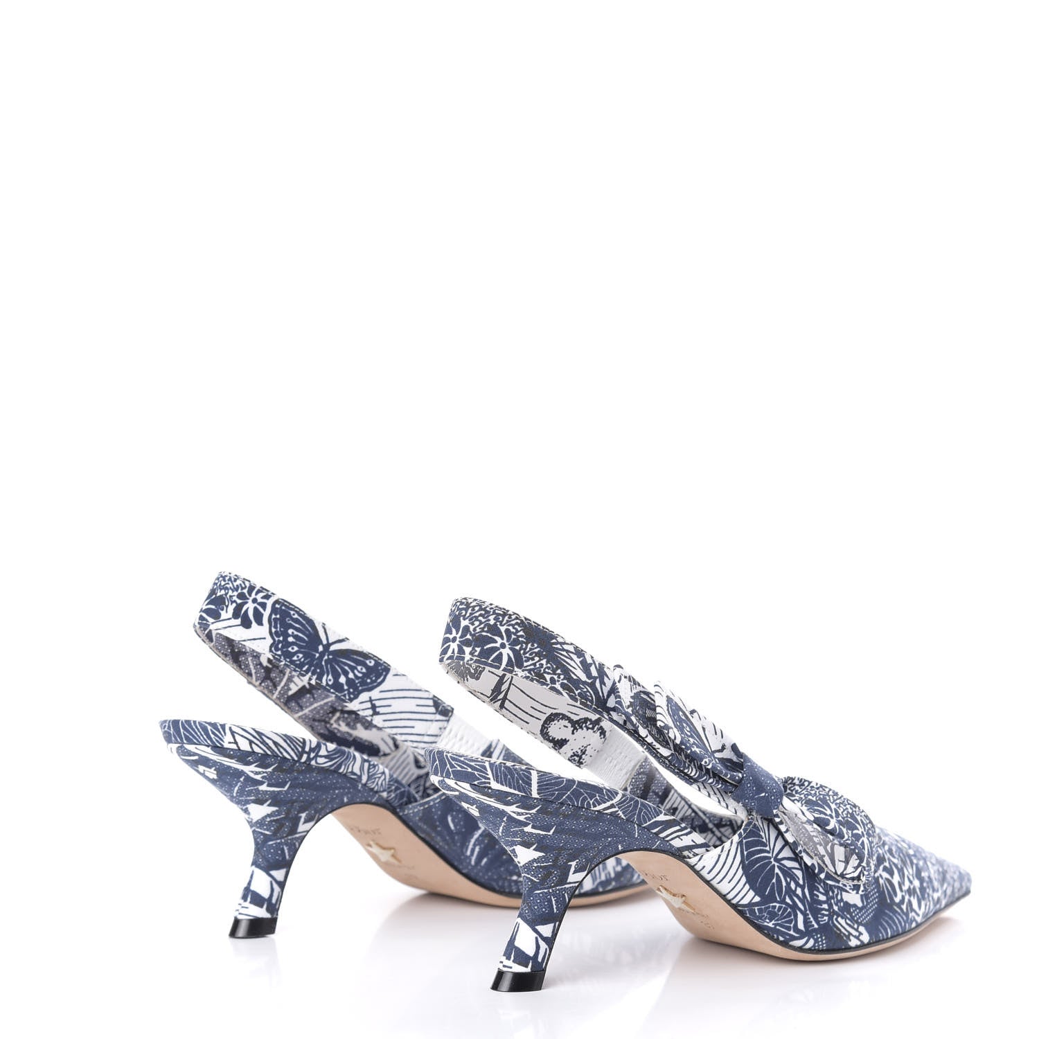 Christian Dior Toile De Jouy Tropicalia Sweet D Slingback Pumps 37 Indigo White 4 of 9