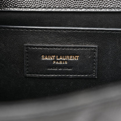 Saint Laurent Grain De Poudre Textured Mixed Matelasse Triquilt Medium Monogram Satchel Black 7 of 12
