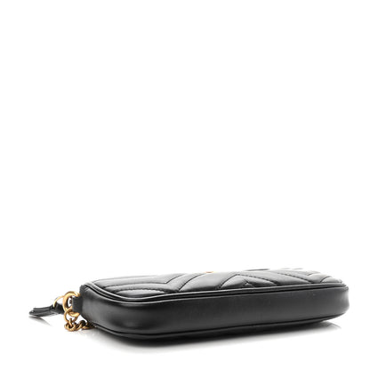 Gucci Calfskin Matelasse Mini GG Marmont Chain Crossbody Bag Black 4 of 10
