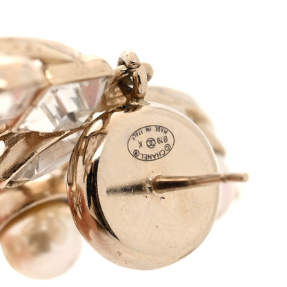 Chanel Metal Glass Pearl CC Crystal Snowfall CC Drop Earrings Light Gold 4 of 5