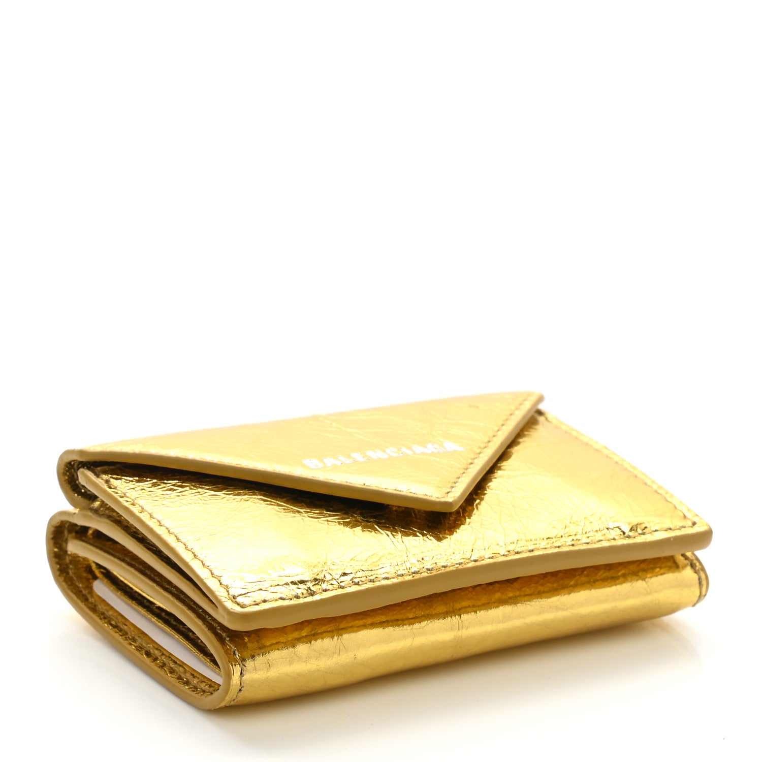 Balenciaga Metallic Calfskin Mini Papier Wallet Gold 4 of 8