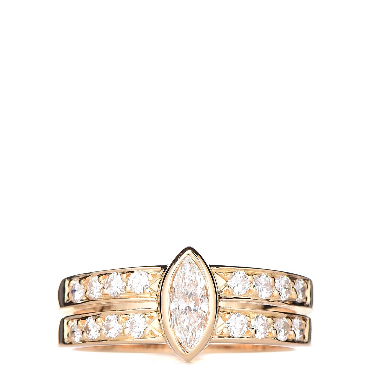 18K Yellow Gold Diamond Marquise Band Ring 52 6