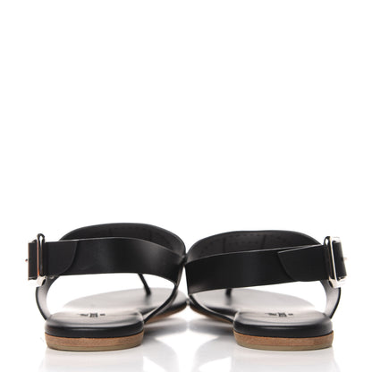 Hermes Calfskin Kola Sandals 36.5 Black 6 of 9