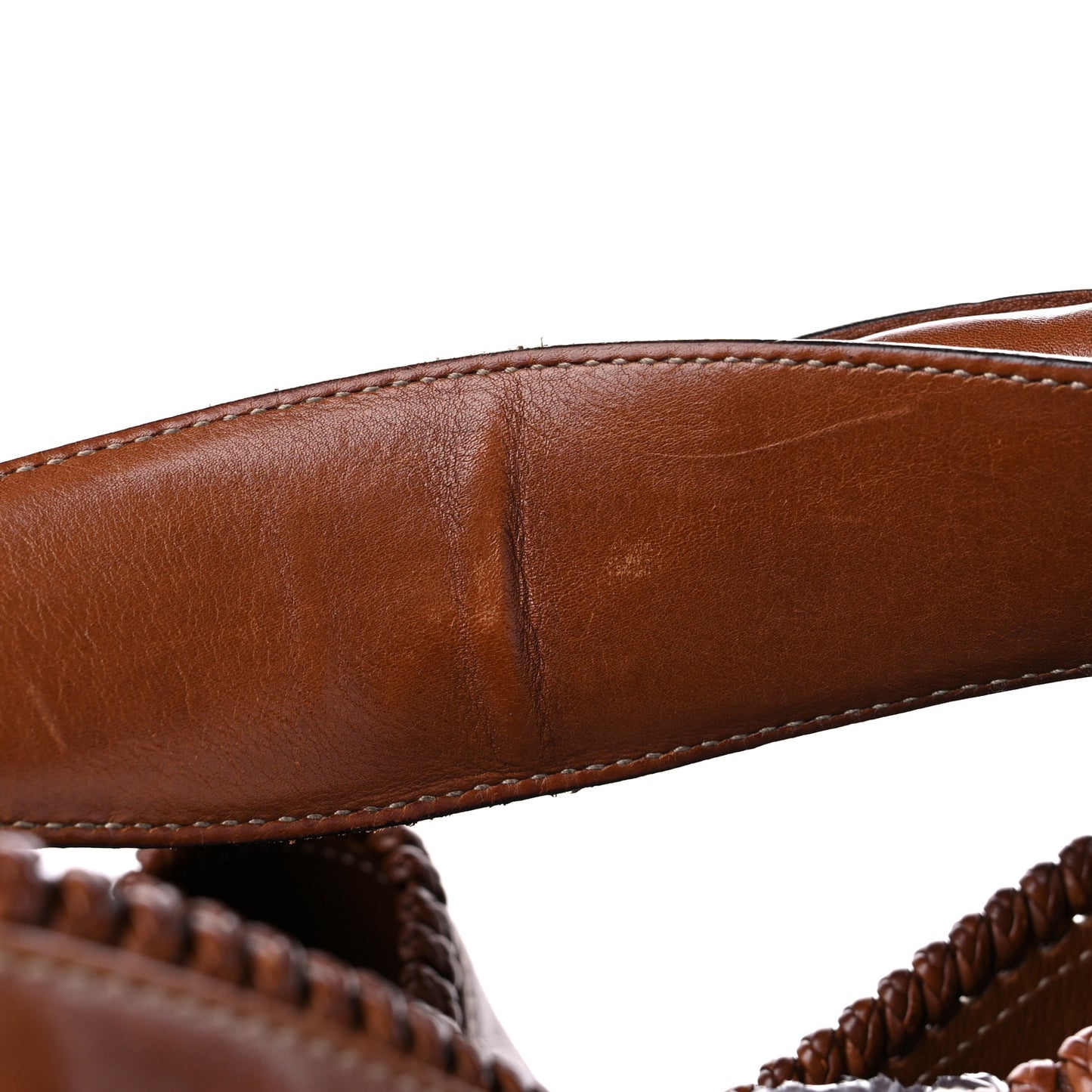 Calfskin Large Horsebit Chain Hobo Brown