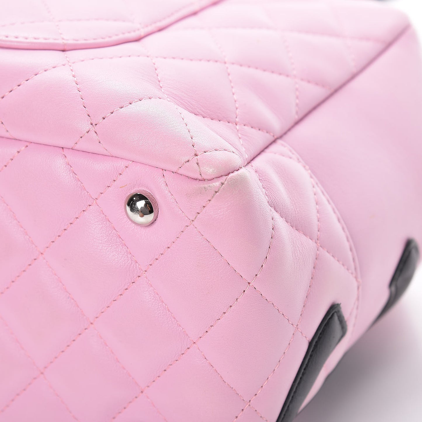 Calfskin Quilted Large Cambon Bowler Pink Black