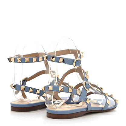Valentino Garavani Calfskin Rockstud Gladiator Flat Sandals 35.5 Angel 4 of 7